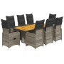 Garden table and 9-piece chairs set with gray synthetic rattan cushions. by , Garden sets - Ref: Foro24-3277164, Price: 1,00 ...