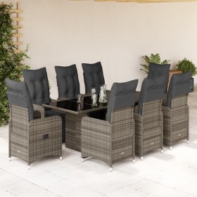 Gartentisch und Stühle 9-teilig mit grauen Polstern aus synthetischem Rattan von , Gartensets - Ref: Foro24-3277172, Preis: 1...