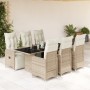 Garden table and chairs set, 7 pieces with brown PE rattan cushions. by , Garden sets - Ref: Foro24-3277215, Price: 1,00 €, D...