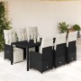 Set de mesa y sillas de jardín 7 pzas y cojines ratán PE negro de , Conjuntos de jardín - Ref: Foro24-3277139, Precio: 942,87...