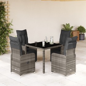 Garden table and 5-piece chair set with gray synthetic rattan cushions by , Garden sets - Ref: Foro24-3277166, Price: 669,78 ...