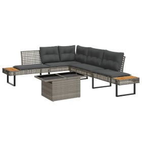 Garden sofa set 2 pieces with PE rattan cushions and gray glass by , Garden sets - Ref: Foro24-3277496, Price: 464,04 €, Disc...