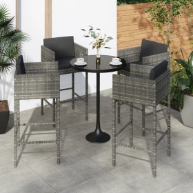 Kitchen bar stools set of 4 with gray PE rattan cushions by , Kitchen stools - Ref: Foro24-316677, Price: 338,99 €, Discount: %