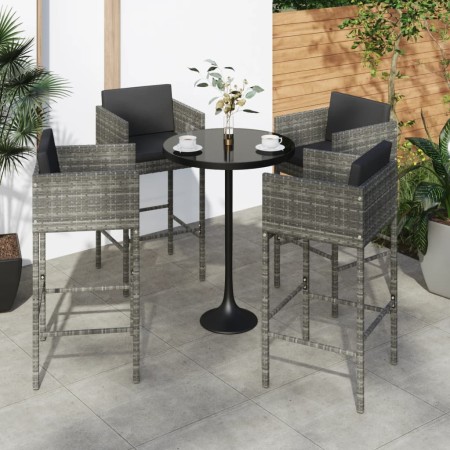 4 Küchenbarhocker mit grauen PE-Rattan-Kissen von , Küchenhocker - Ref: Foro24-316677, Preis: 338,99 €, Rabatt: %