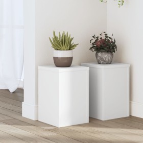 Soportes de plantas 2 uds madera ingeniería blanco 20x20x30 cm de , Soportes para macetas - Ref: Foro24-852897, Precio: 37,36...