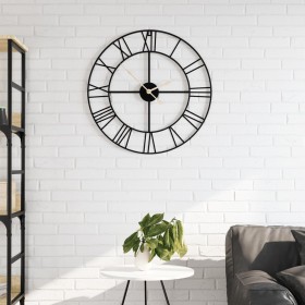 Black iron wall clock Ø50 cm by , Wall clocks - Ref: Foro24-4008411, Price: 42,99 €, Discount: %