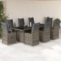 Garden table and 9-piece chairs set with gray synthetic rattan cushions. by , Garden sets - Ref: Foro24-3277295, Price: 1,00 ...