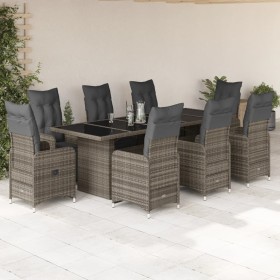 Gartentisch und Stühle 9-teilig mit grauen Polstern aus synthetischem Rattan von , Gartensets - Ref: Foro24-3277295, Preis: 1...