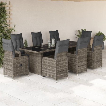 Gartentisch und Stühle 9-teilig mit grauen Polstern aus synthetischem Rattan von , Gartensets - Ref: Foro24-3277295, Preis: 1...