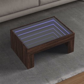 Mesa de centro con Infinity LED marrón roble 70x50x30 cm de , Mesas de centro - Ref: Foro24-847615, Precio: 122,99 €, Descuen...