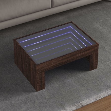 Mesa de centro con Infinity LED marrón roble 70x50x30 cm de , Mesas de centro - Ref: Foro24-847615, Precio: 123,29 €, Descuen...