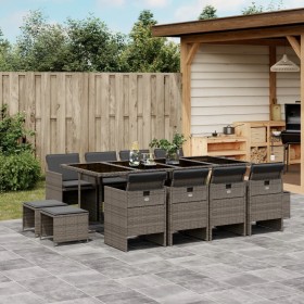 Garten-Essgruppe mit 13-teiligen Kissen aus grauem synthetischem Rattan. von , Gartensets - Ref: Foro24-3210620, Preis: 829,9...