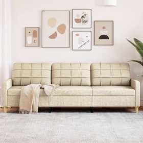 Cream-colored 3-seater fabric sofa, 210 cm. by , Sofas - Ref: Foro24-4007416, Price: 330,08 €, Discount: %