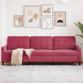 Sofá de 3 plazas de terciopelo rojo tinto 210 cm de , Sofás - Ref: Foro24-4007648, Precio: 277,04 €, Descuento: %