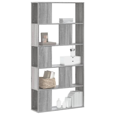 5-level Sonoma gray wood bookshelf 80.5x23.5x162.5 cm by , Bookcases and shelves - Ref: Foro24-852776, Price: 87,57 €, Discou...