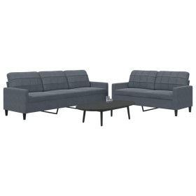 Set of sofas with 2 dark gray velvet cushions by , Sofas - Ref: Foro24-3278472, Price: 530,19 €, Discount: %