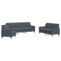 3-piece dark gray velvet sofa set with cushions by , Sofas - Ref: Foro24-3278432, Price: 720,68 €, Discount: %