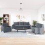 3-piece dark gray velvet sofa set with cushions by , Sofas - Ref: Foro24-3278432, Price: 720,68 €, Discount: %