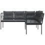 Gartensofa mit L-förmigen Kissen, aus schwarzem Stahl und Textilene. von , Outdoor-Sofas - Ref: Foro24-4008110, Preis: 333,02...