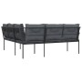 Gartensofa mit L-förmigen Kissen, aus schwarzem Stahl und Textilene. von , Outdoor-Sofas - Ref: Foro24-4008110, Preis: 333,02...