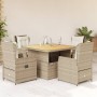 Garten-Essgruppe 5-teilig mit Kissen aus synthetischem Rattan in Beige. von , Gartensets - Ref: Foro24-3262776, Preis: 592,28...