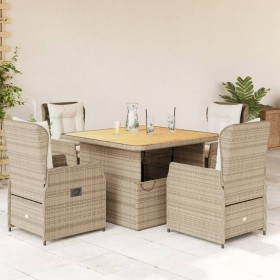 Set comedor de jardín 5 pzas con cojines ratán sintético beige de , Conjuntos de jardín - Ref: Foro24-3262776, Precio: 592,28...