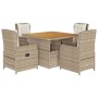 Garten-Essgruppe 5-teilig mit Kissen aus synthetischem Rattan in Beige. von , Gartensets - Ref: Foro24-3262776, Preis: 592,28...