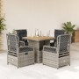 5-piece garden dining set with gray synthetic rattan cushions by , Garden sets - Ref: Foro24-3262914, Price: 529,04 €, Discou...