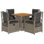 Set comedor de jardín 5 piezas con cojines ratán sintético gris de , Conjuntos de jardín - Ref: Foro24-3262914, Precio: 528,6...