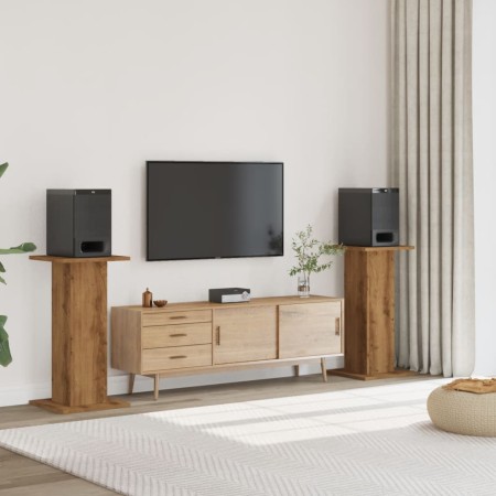 Soportes altavoces 2 uds madera roble artesano 30x30x80 cm de , Soportes para altavoces - Ref: Foro24-852671, Precio: 74,78 €...