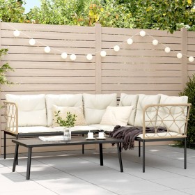 Gartensofa mit schwarzen Kissen aus Stahl und Textilene von , Gartensets - Ref: Foro24-3283748, Preis: 415,76 €, Rabatt: %