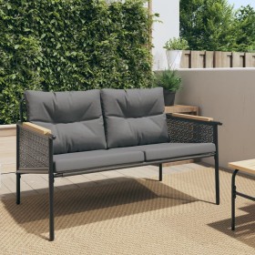 Banco de jardín con cojines acero negro 116 cm de , Conjuntos de jardín - Ref: Foro24-4009303, Precio: 167,99 €, Descuento: %