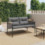 Garden bench with black steel cushions 116 cm by , Garden sets - Ref: Foro24-4009303, Price: 167,42 €, Discount: %