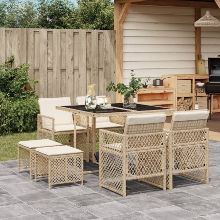 9-piece garden dining set with beige synthetic rattan cushions by , Garden sets - Ref: Foro24-3210778, Price: 404,90 €, Disco...