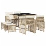 Set comedor de jardín 9 pzas con cojines ratán sintético beige de , Conjuntos de jardín - Ref: Foro24-3210778, Precio: 386,82...