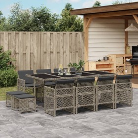 Garten-Essgruppe mit 13-teiligen Kissen aus grauem synthetischem Rattan. von , Gartensets - Ref: Foro24-3210800, Preis: 768,9...