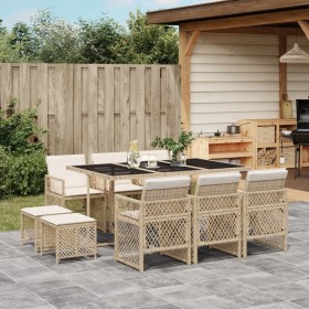 Garden dining set 11 pieces with beige synthetic rattan cushions by , Garden sets - Ref: Foro24-3210790, Price: 558,99 €, Dis...