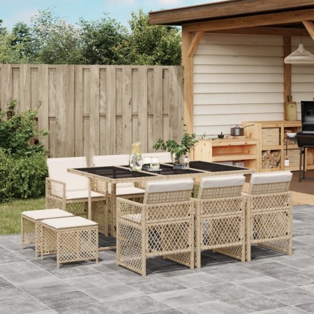 Garden dining set 11 pieces with beige synthetic rattan cushions by , Garden sets - Ref: Foro24-3210790, Price: 533,34 €, Dis...