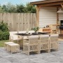 Garten-Essgruppe 11-teilig mit Kissen aus synthetischem Rattan in Beige. von , Gartensets - Ref: Foro24-3210790, Preis: 557,8...