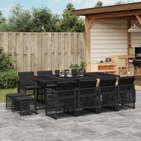 Garten-Essgruppe mit 13-teiligen Kissen aus schwarzem synthetischem Rattan. von , Gartensets - Ref: Foro24-3210799, Preis: 74...