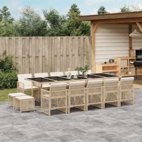 Garten-Essgruppe mit 15-teiligen Kissen aus synthetischem Rattan in Beige. von , Gartensets - Ref: Foro24-3210814, Preis: 870...