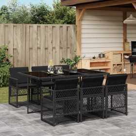 Garten-Essgruppe 7-teilig mit schwarzen Polstern aus synthetischem Rattan. von , Gartensets - Ref: Foro24-3210727, Preis: 447...