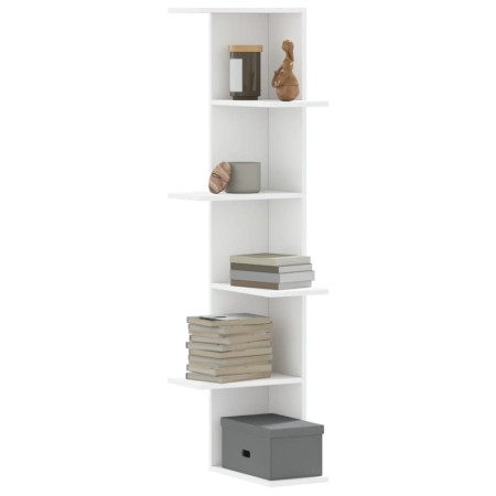 White wooden corner wall shelf 36.5x36.5x140 cm by , Shelves and shelves - Ref: Foro24-852627, Price: 56,36 €, Discount: %