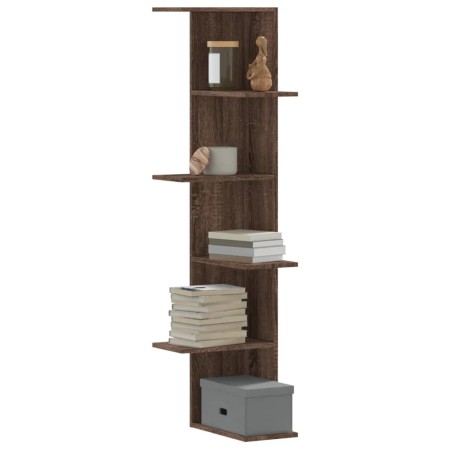 Corner wall shelf made of brown oak wood 36.5x36.5x140cm by , Shelves and shelves - Ref: Foro24-852633, Price: 55,99 €, Disco...