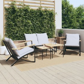 5-piece garden furniture set with black steel cushions by , Garden sets - Ref: Foro24-3283638, Price: 610,99 €, Discount: %