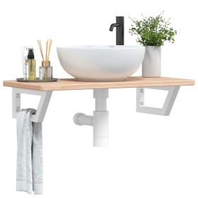 Wall-mounted steel and solid oak wood sink shelf by , bathroom vanities - Ref: Foro24-3302330, Price: 74,68 €, Discount: %