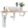 Wall-mounted steel and solid oak wood sink shelf by , bathroom vanities - Ref: Foro24-3302330, Price: 73,99 €, Discount: %