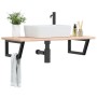 Wall-mounted steel and solid oak wood sink shelf by , bathroom vanities - Ref: Foro24-3302387, Price: 103,60 €, Discount: %