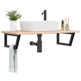 Estante de lavabo de pared de acero y madera maciza de roble de , Tocadores de baño - Ref: Foro24-3302387, Precio: 95,99 €, D...