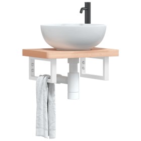 Wall-mounted sink shelf made of steel and solid beech wood by , bathroom vanities - Ref: Foro24-3302324, Price: 66,14 €, Disc...